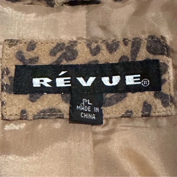 Revue Animal Print 100% Suede Leather Jacket Women's PL Petite Large - Picture 2 of 8